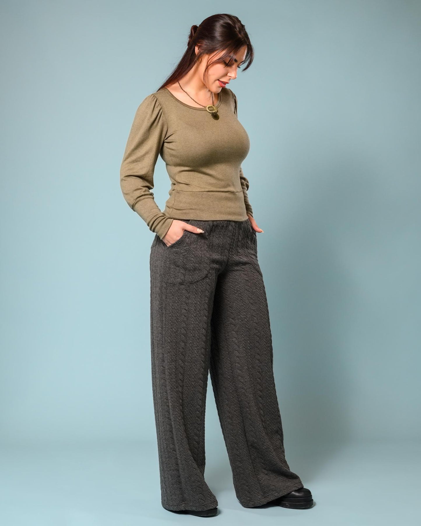 Squasht Violetta Sweater in Light Olive Green