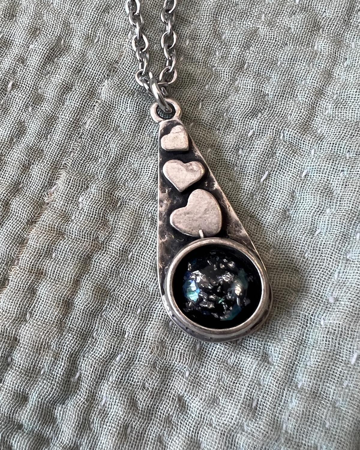 Pajaro Negro Heart Drop Necklace