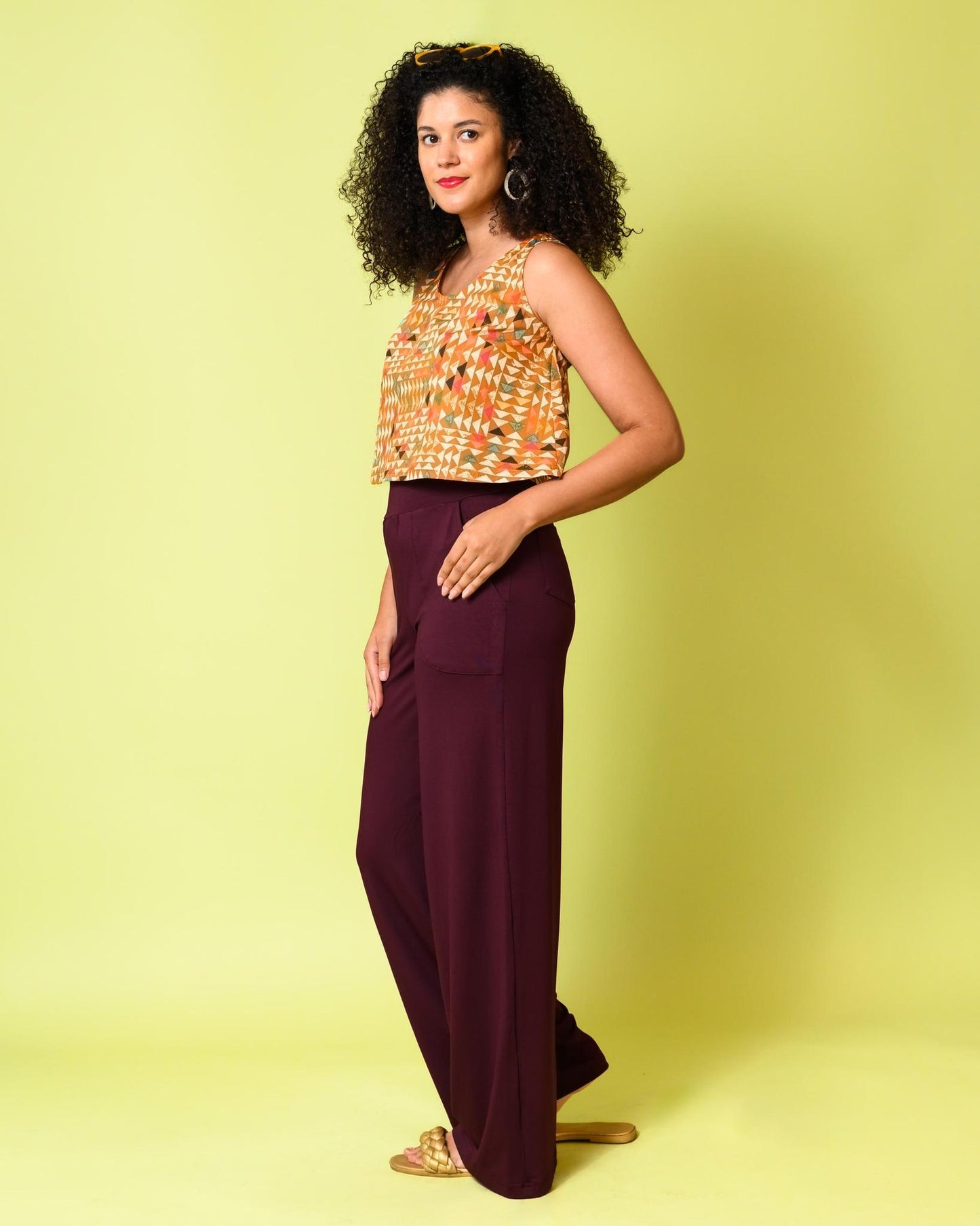 Squasht Wide Leg Long Length Pants in Merlot