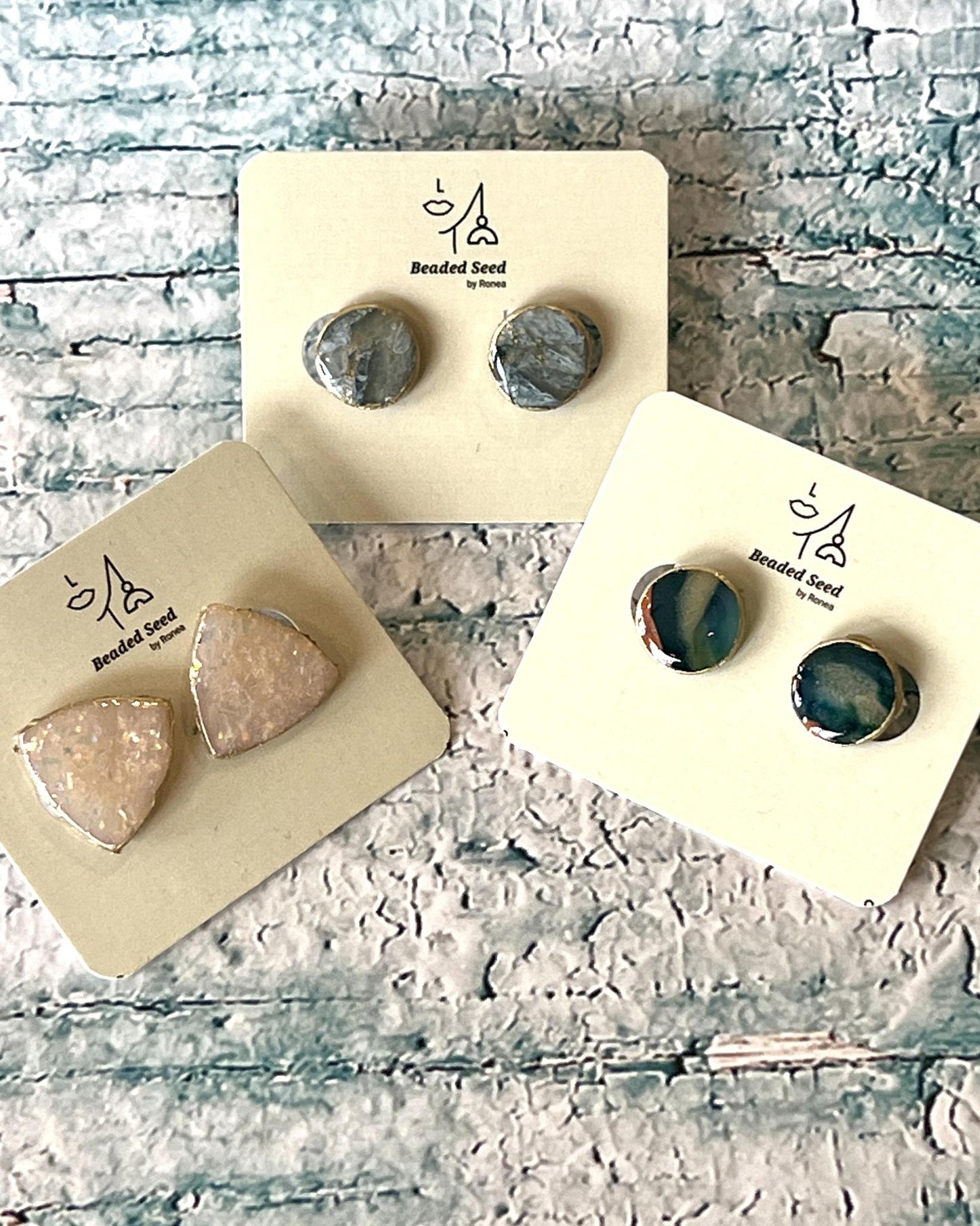 Beaded Seed by Ronea Small Boe Stud Earrings