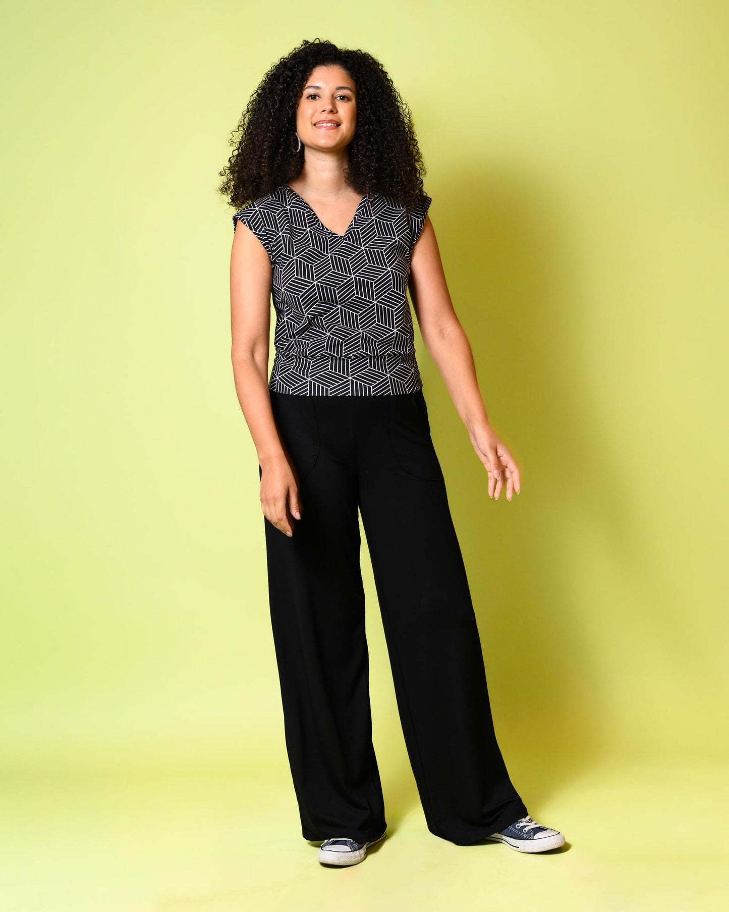Squasht Wide Leg Long Length Pants in Black