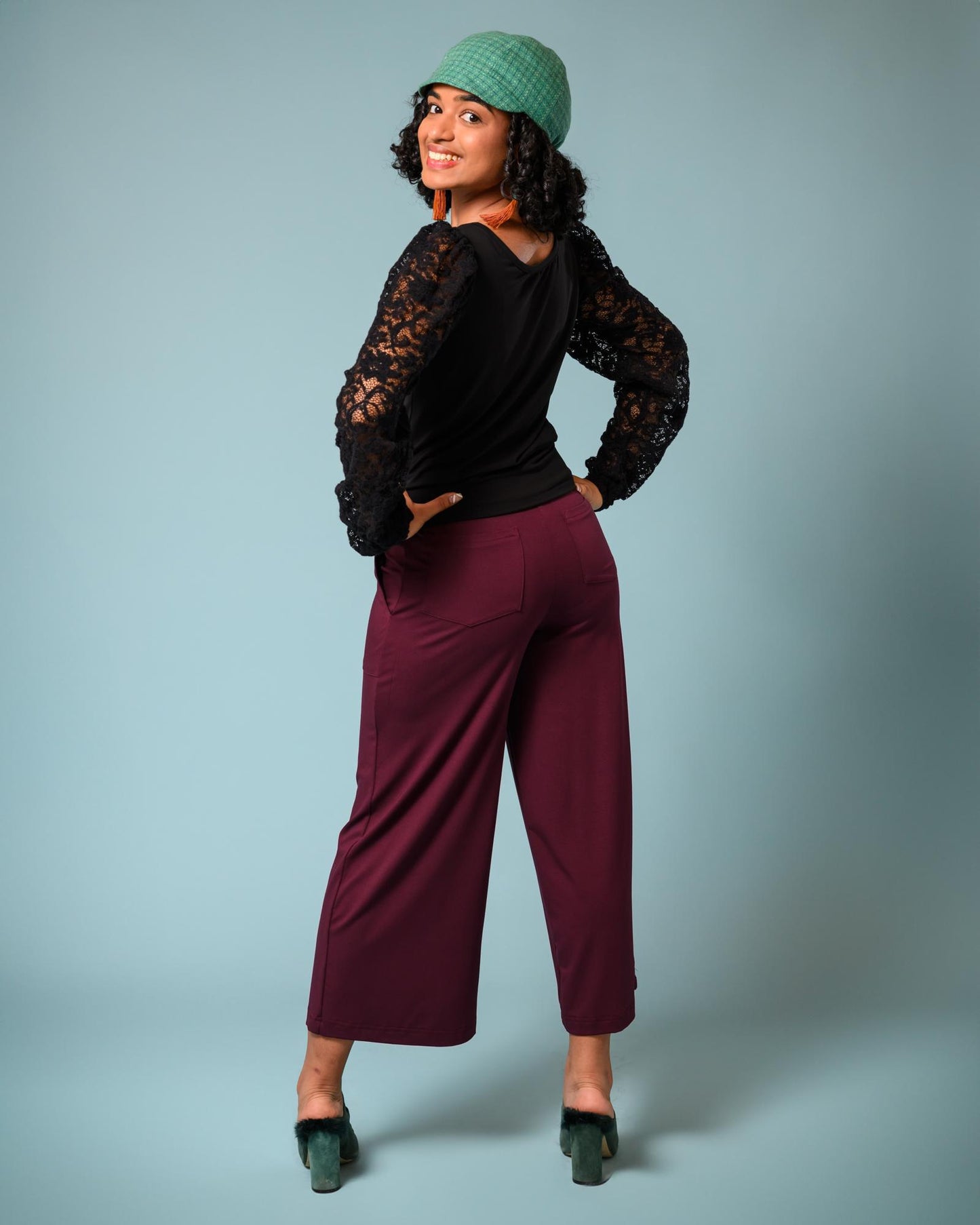 Squasht Roxie Top in Black with Floral Lace Sleeve - Size XS, Small, Medium - SALE