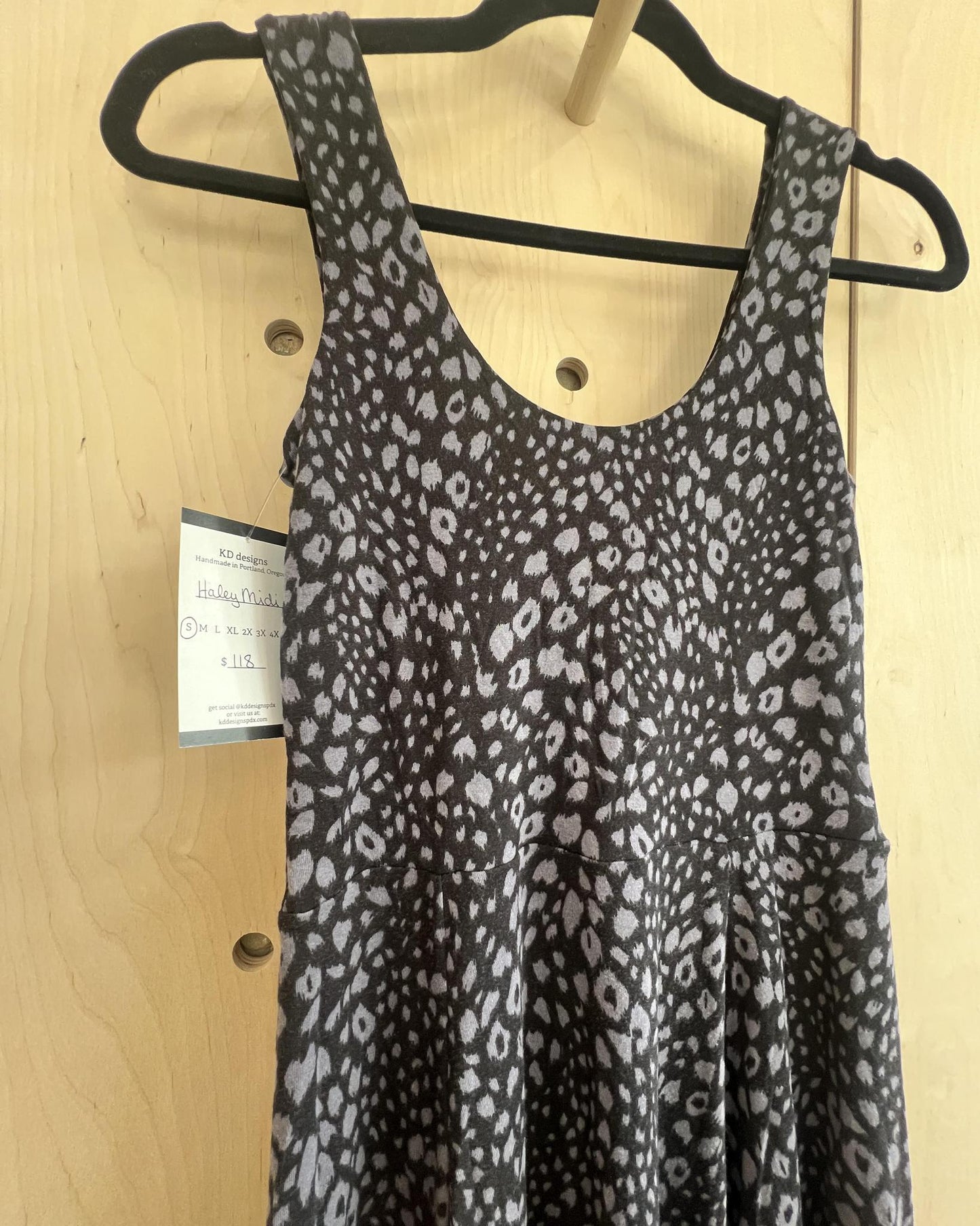KD Designs Haley Midi Dress in Dark Leopard Spots - Last One - Size Small - SALE