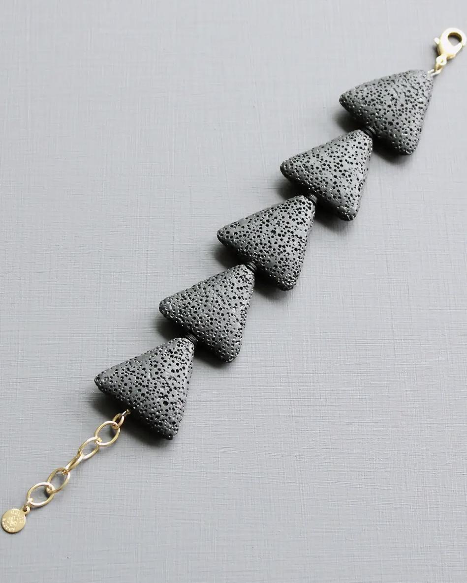 David Aubrey Black Lava Triangle Bracelet