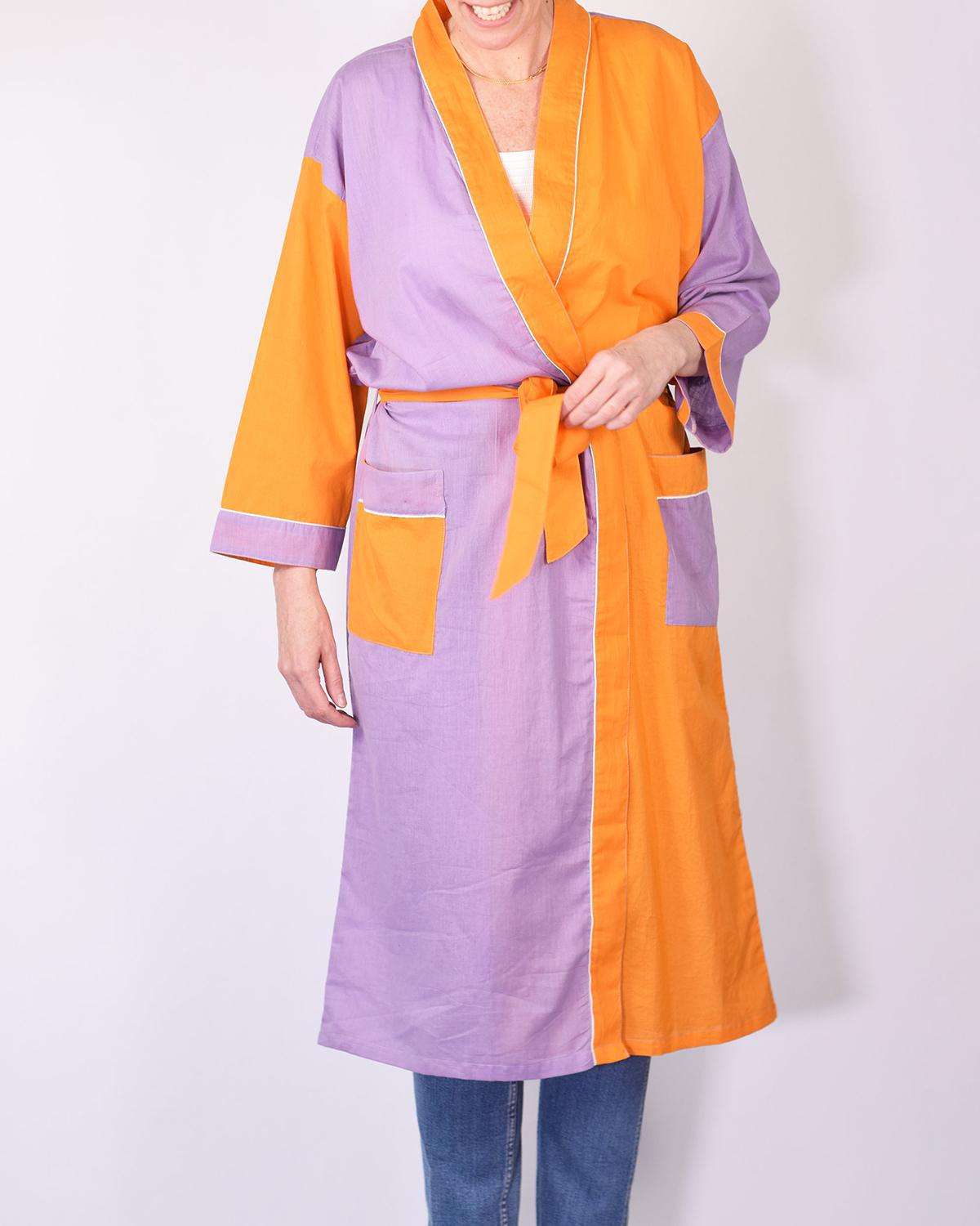 Txtile Lightweight Cotton Robe - Dream Pop Two Tone Orange & Purple