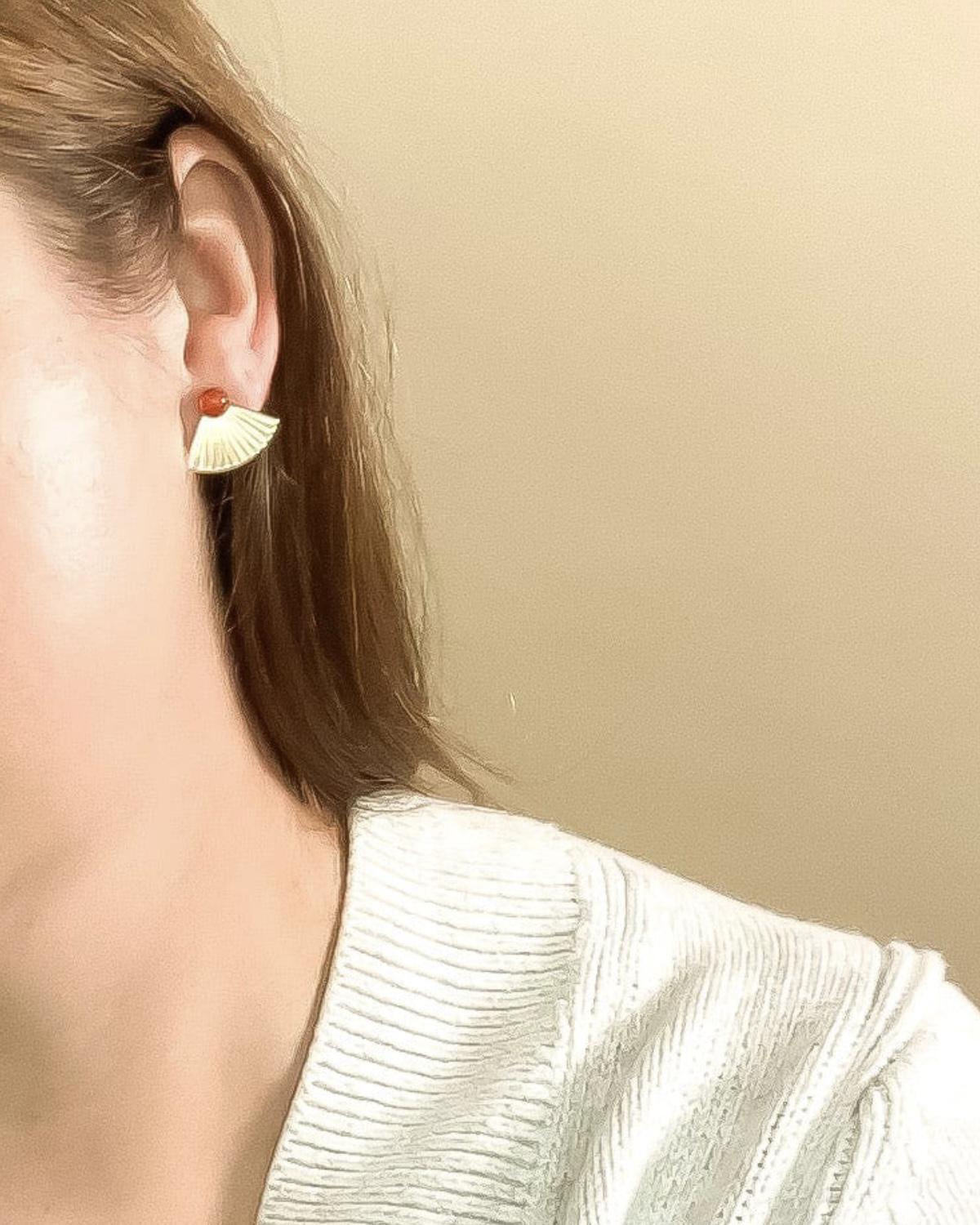 Michelle Starbuck Mini Pleat Jacket Earrings Carnelian
