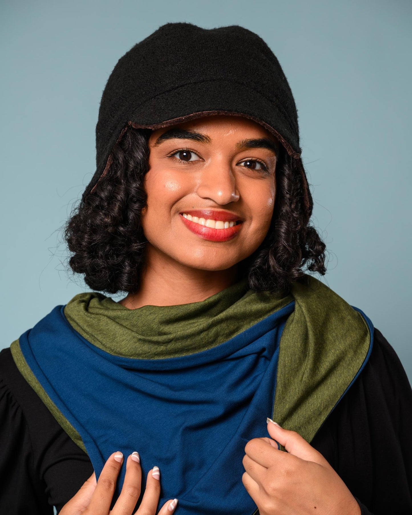 Squasht Darby Earflap Hat in Solid Black Wool Felt