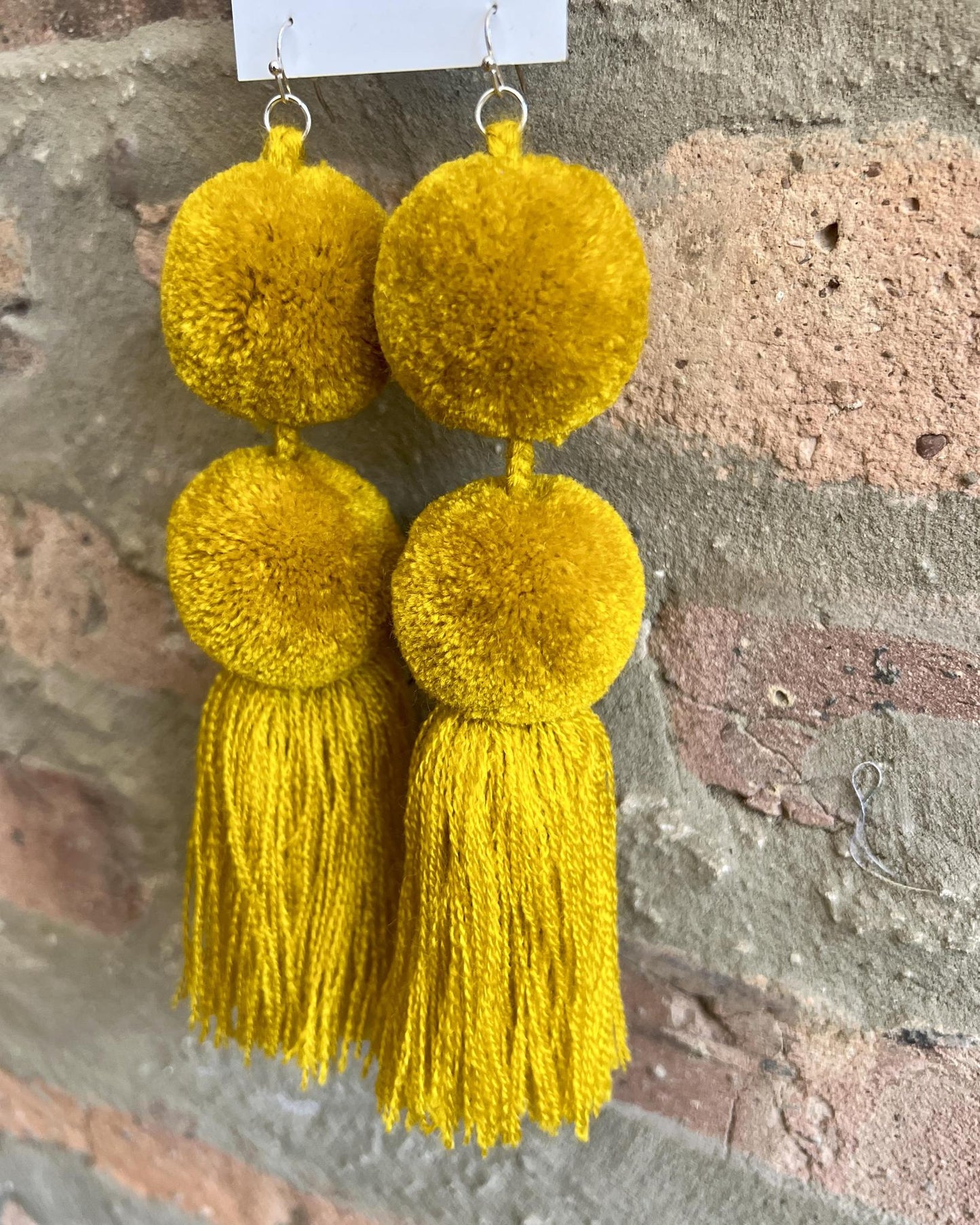 SWIETstuff Extra Large Pom Pom Earrings Mustard Gold