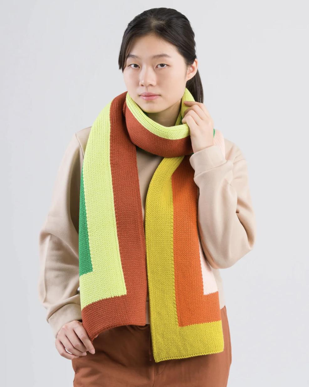 Verloop Corner Color Block Big Scarf in Rust
