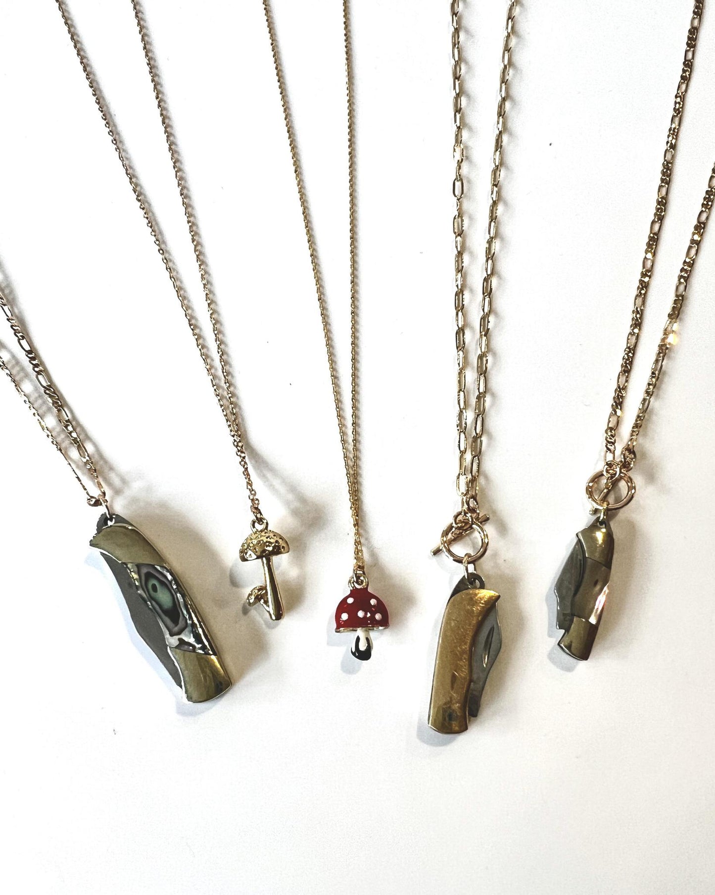 1979 Jewelry 1-inch Brass Knife Necklace - 14kt Gold Fill Chain