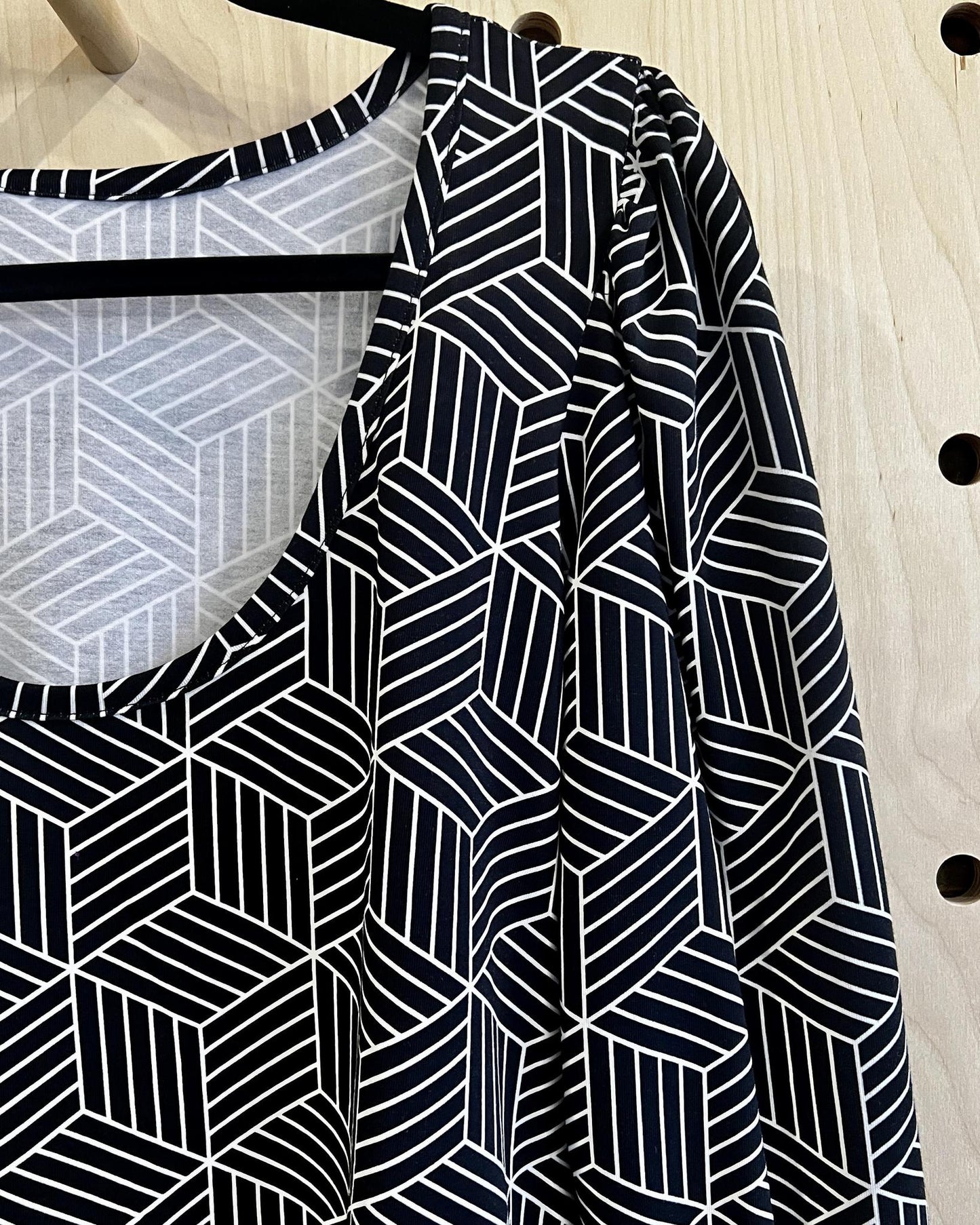 Squasht Debbie Top Black and White Linear Block Print - SALE