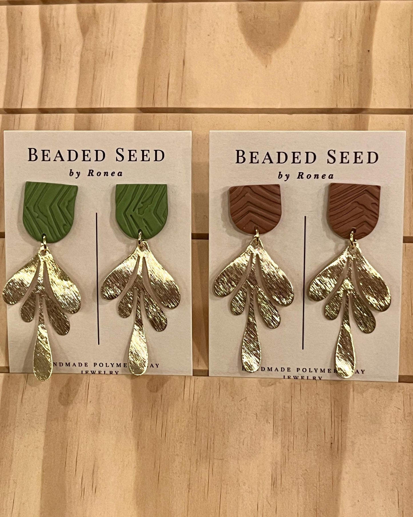 Beaded Seed by Ronea Joy Earrings in Spanish Olive