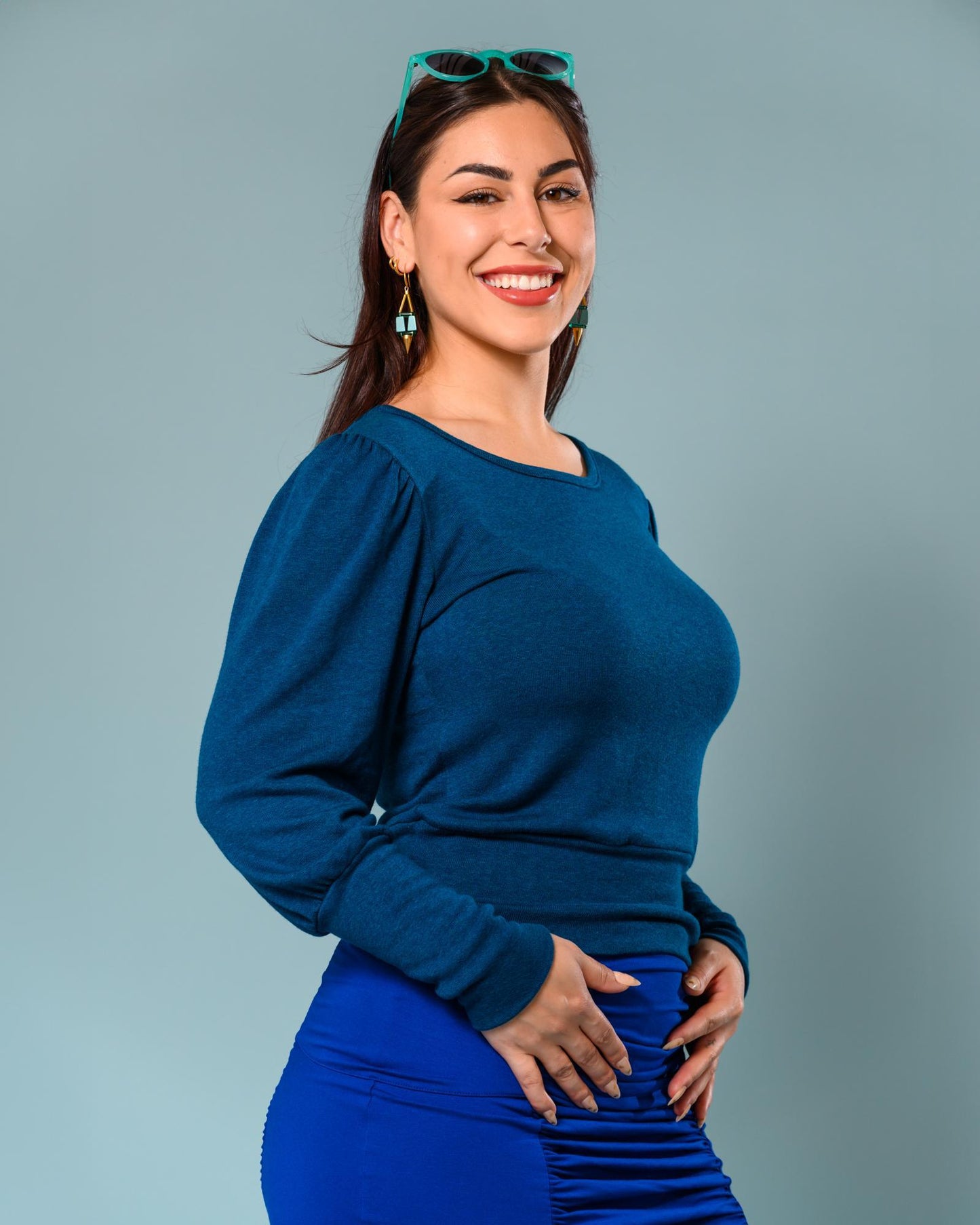 Squasht Violetta Sweater in Sapphire Blue - Size Small