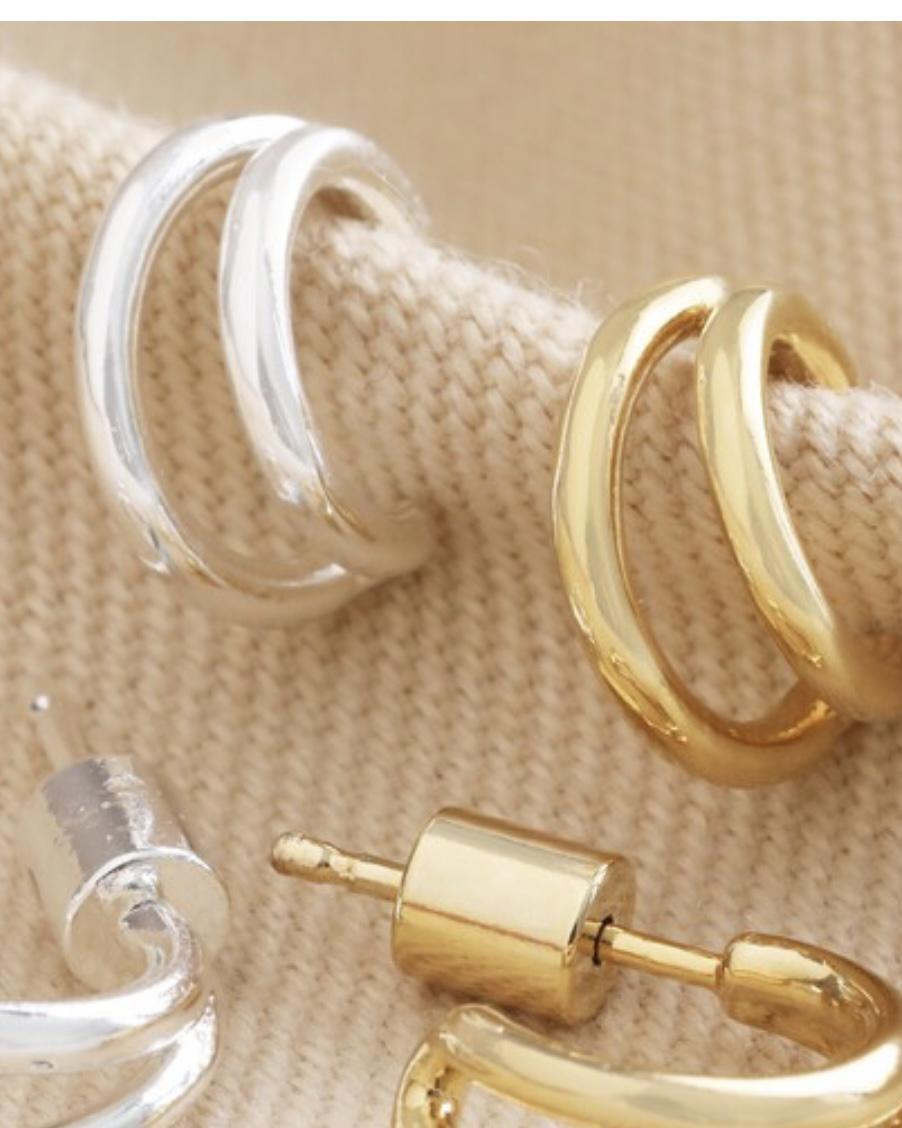 Lisa Angel Double Illusion Huggie Hoop Earrings - Sterling Silver