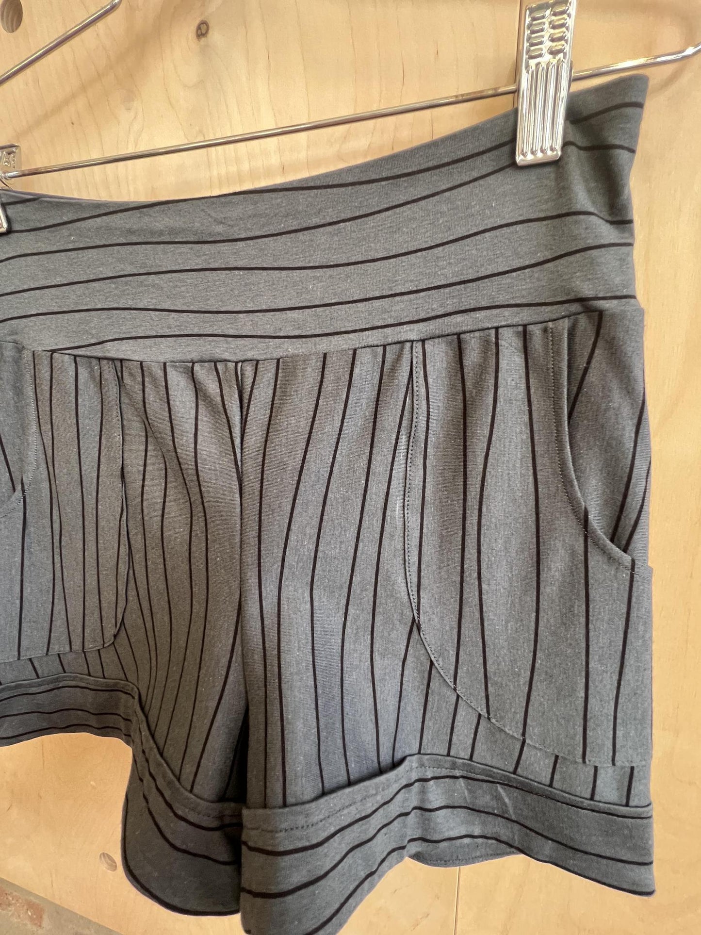 Squasht Short Shorts in Gray Lines Print - SALE - Size XS, Small, XL, 2XL