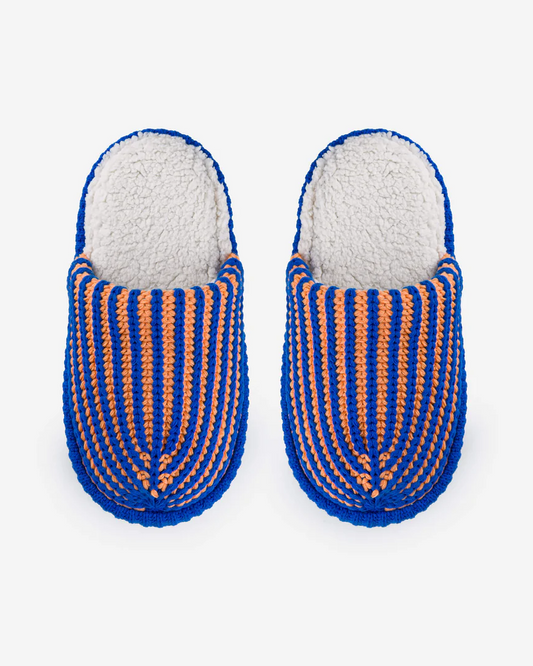 Verloop Chunky Rib Slide Slippers in Peach and Cobalt