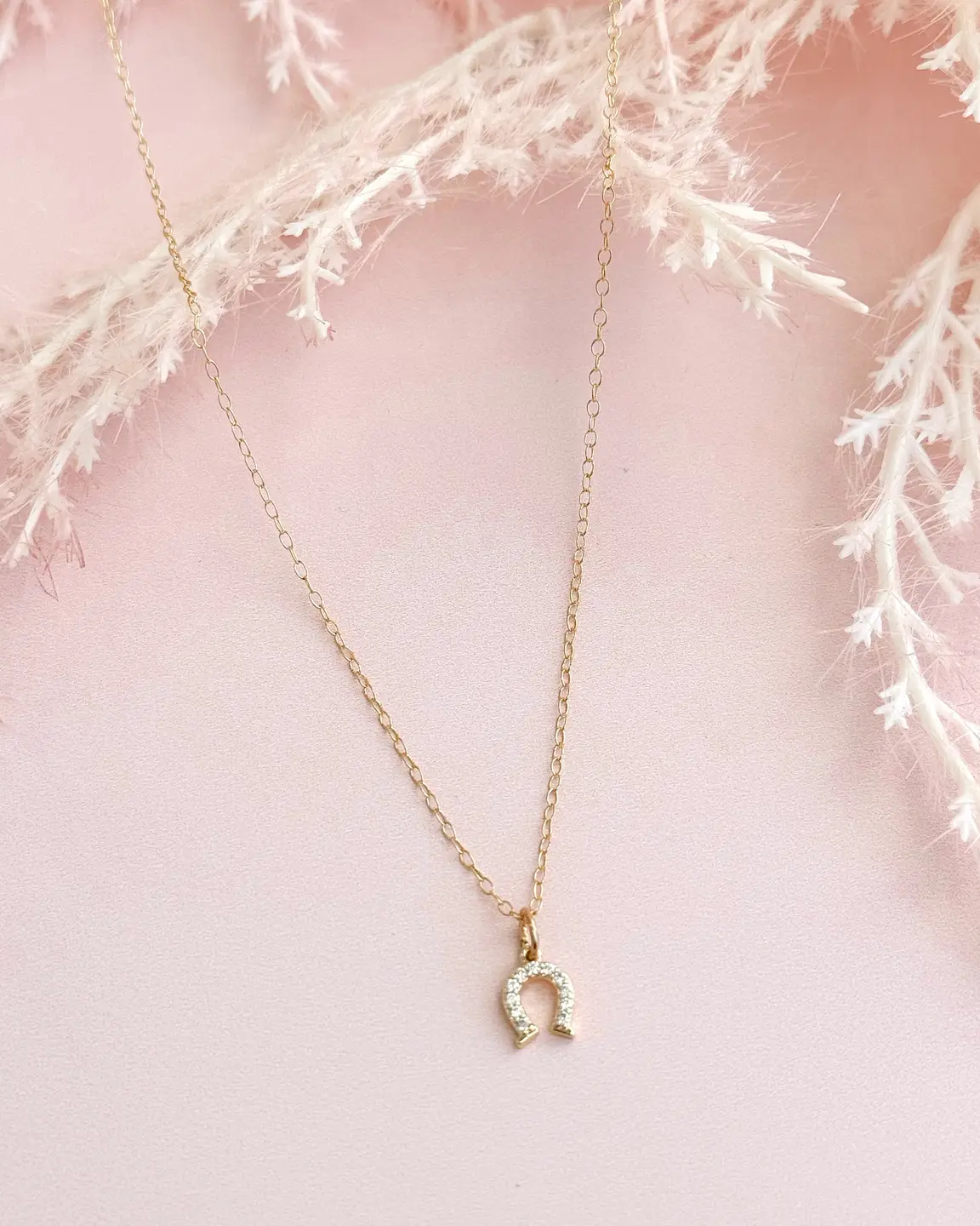 Golden Hour Tiny Horseshoe Pendant Necklace