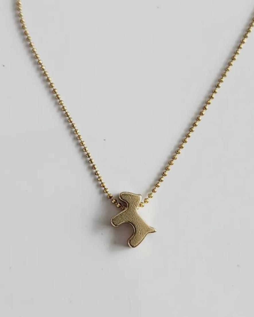 Sara Sela Brass Puppy Dog Charm Necklace