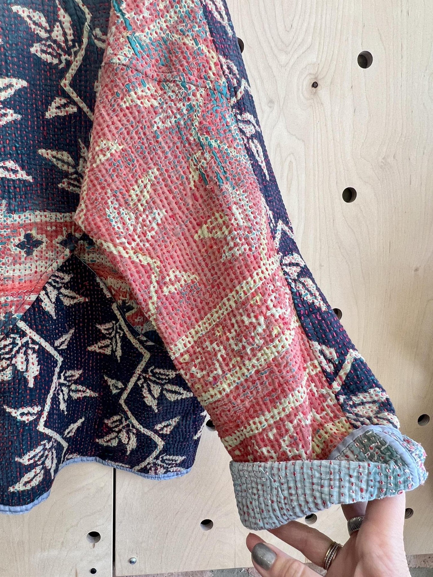 Txtile Charlie Quilted Reversible Patchwork Kantha Jacket in Arushi