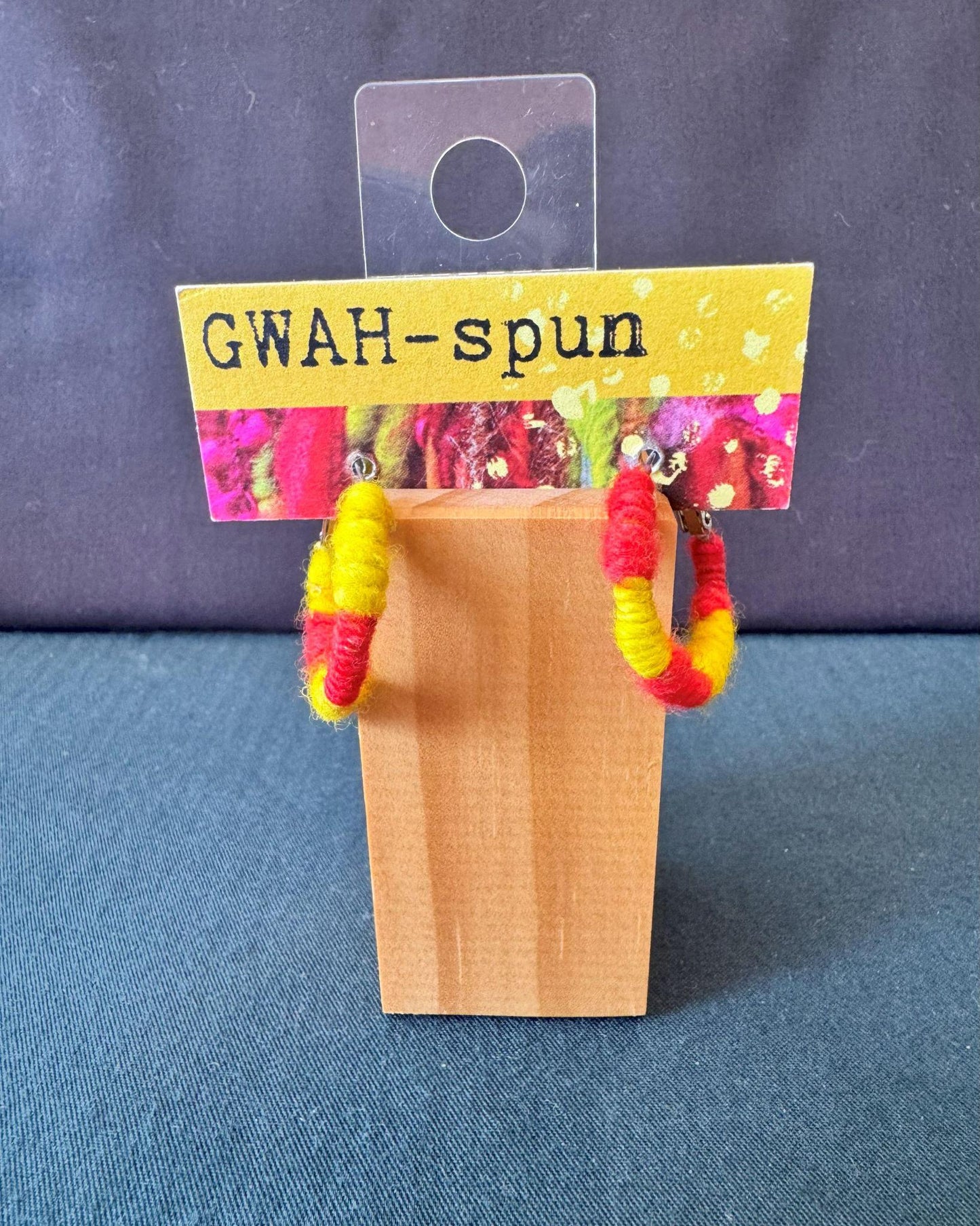 GWAH-spun Hoop Earrings - Small Red & Yellow