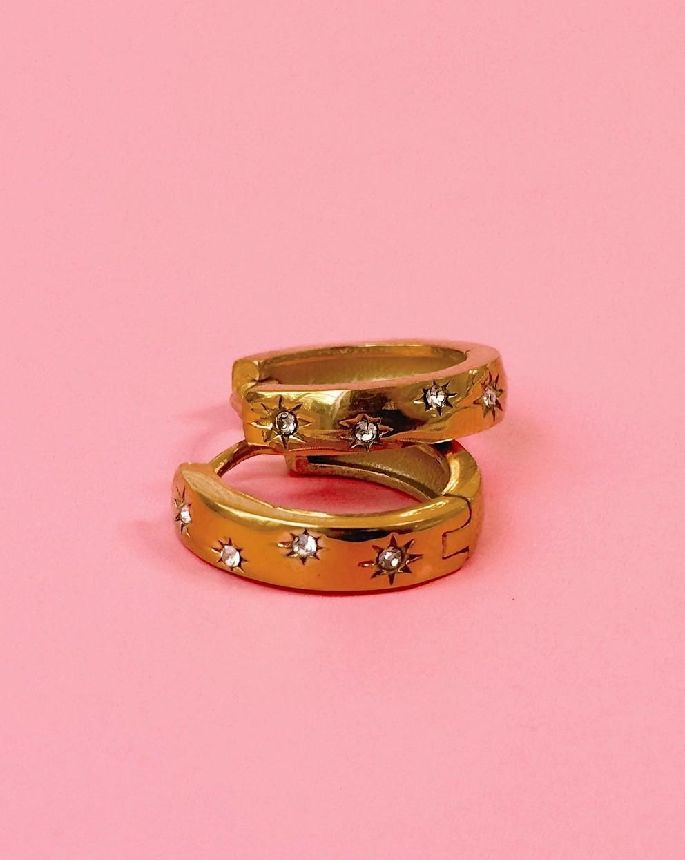 Golden Hour Gold Sparkle Huggie Hoop Earrings