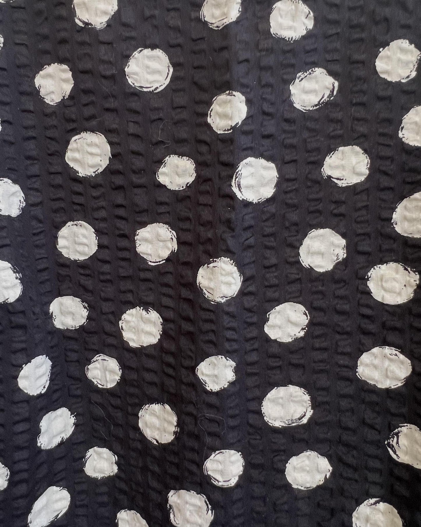 Squasht Puff Sleeve Top in Black with White Dots Cotton Ripple - SALE - Size XS