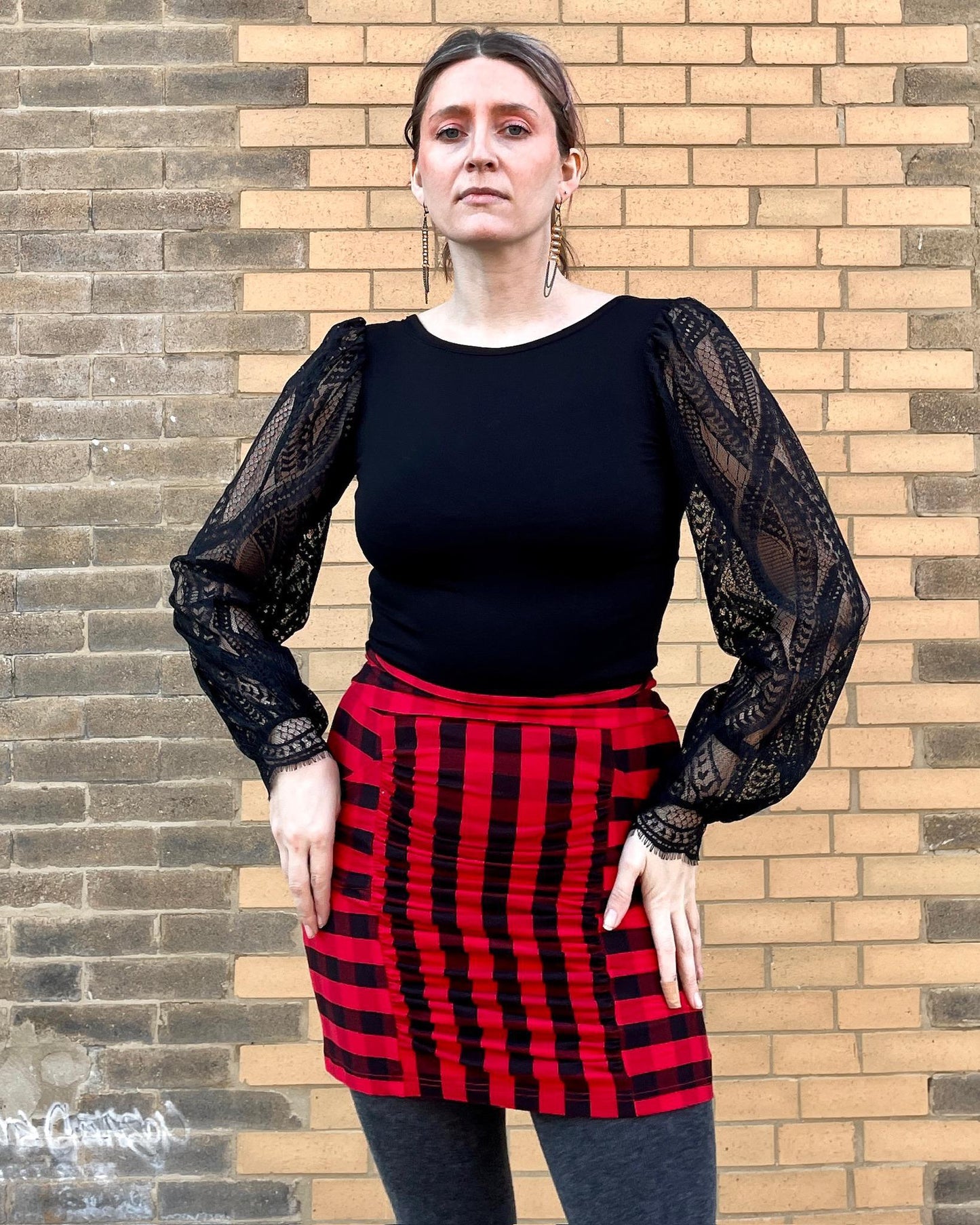 Squasht Lexi Scalloped Lace Sleeve Top in Black