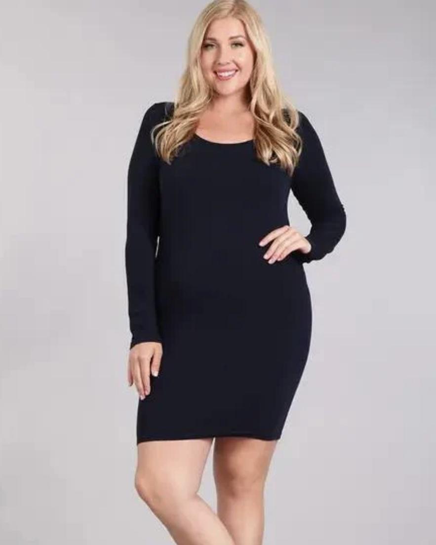 M Rena Plus Size Long Sleeve Bodycon Dress Dark Grey M Rena Plus Size Long Sleeve Bodycon Dress Dark Grey