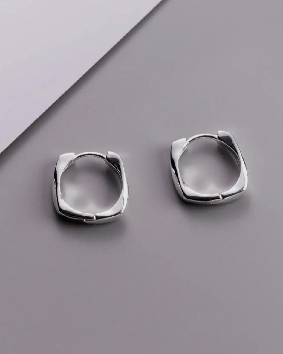 Perimade Minimalist Square Cuff Hoop Earrings in Sterling Silver