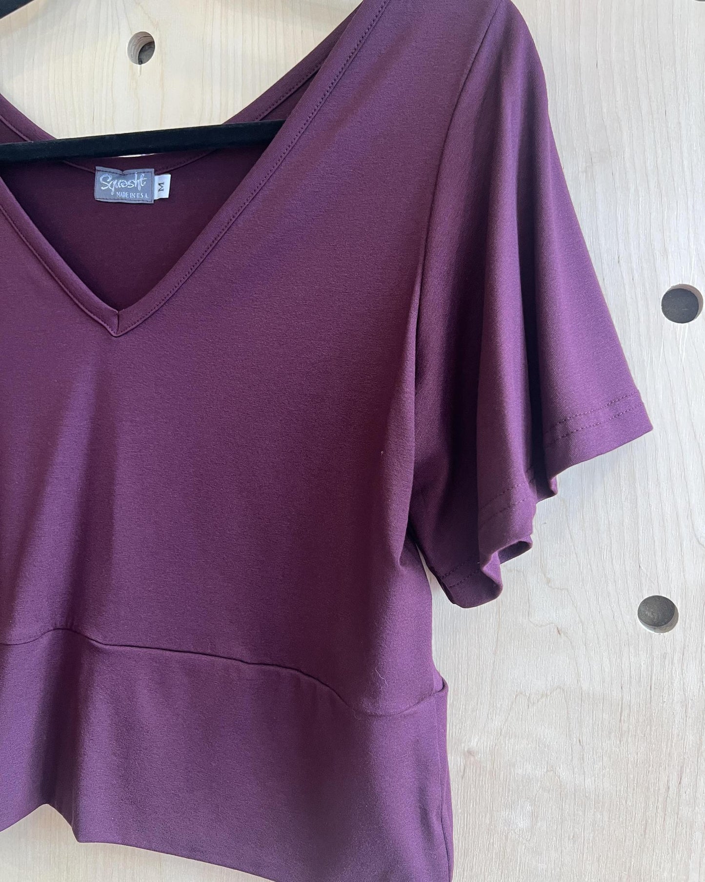 Squasht Bell Sleeve Ballet Top in Merlot
