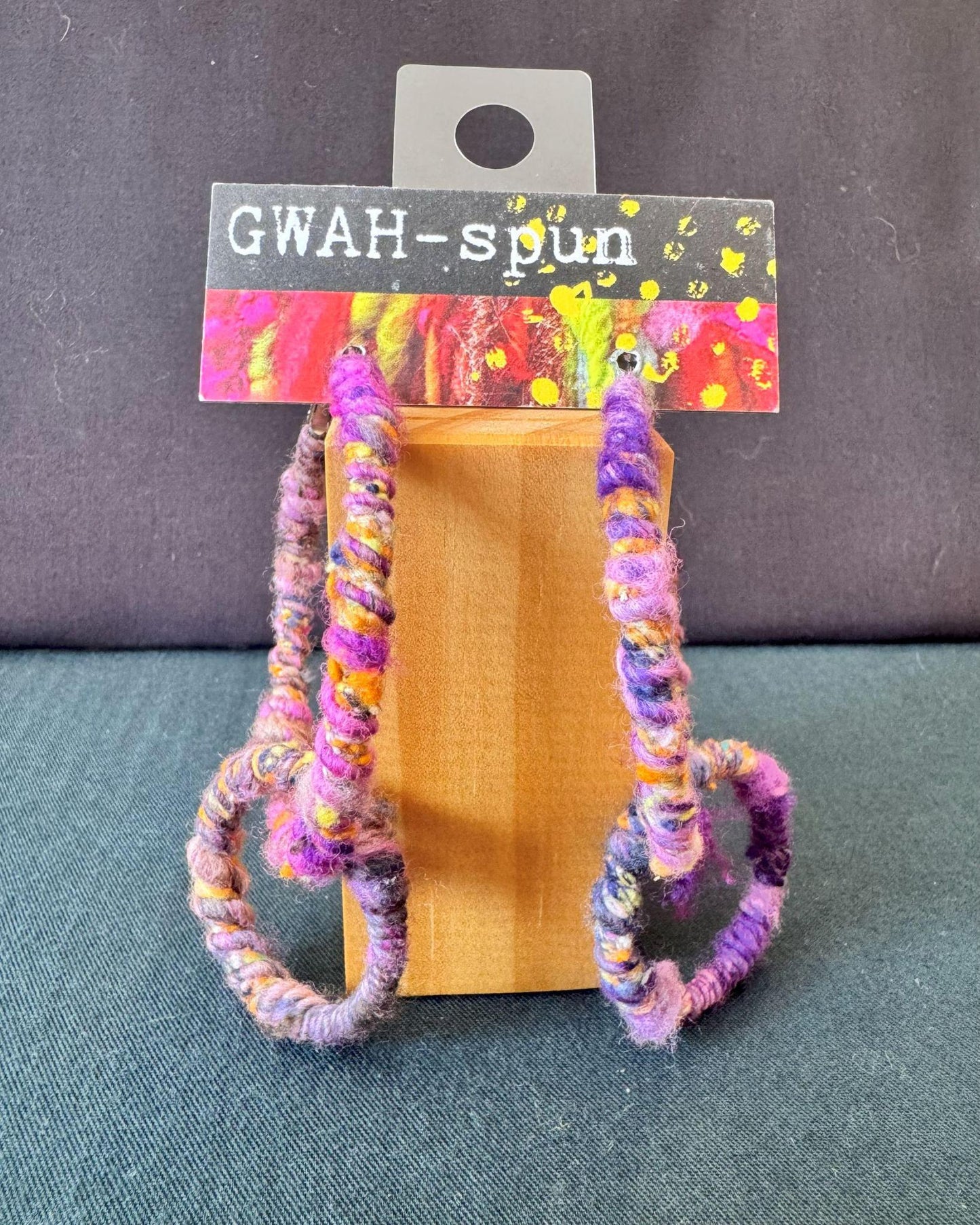 GWAH-spun Hoop Earrings - Double Multicolored Purple