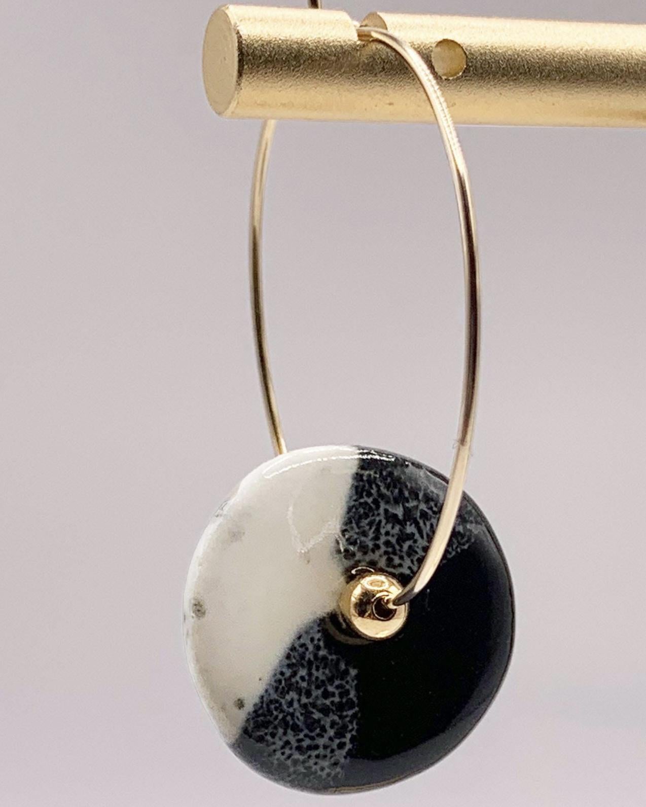 caliLOVESchi 14k Gold Hoops - Black & White Cookie
