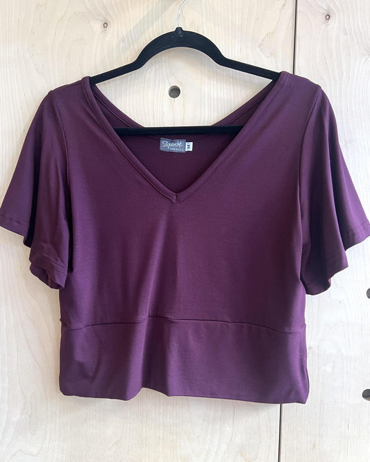 Squasht Bell Sleeve Ballet Top in Merlot
