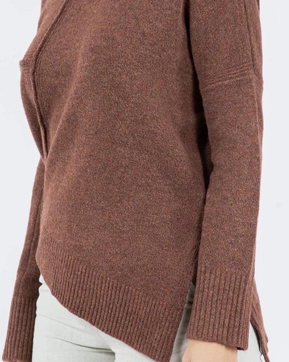 M Rena Asymmetrical Turtleneck Sweater Cognac - Size Small - Last One - SALE