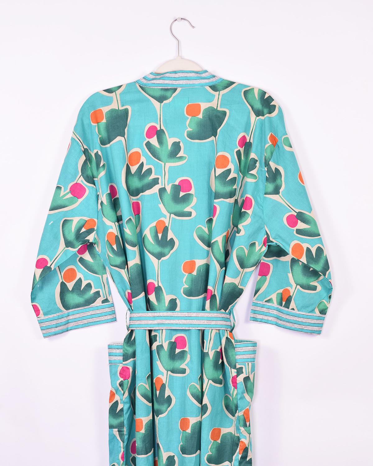 Txtile Lightweight Cotton Robe - Cactus Blooms Print