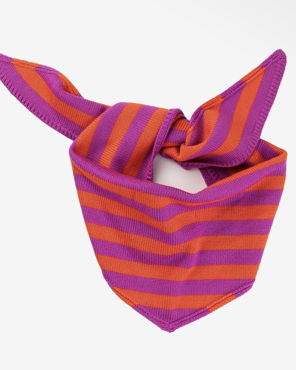 Verloop Simple Stripe Triangle Scarf in Poppy Magenta