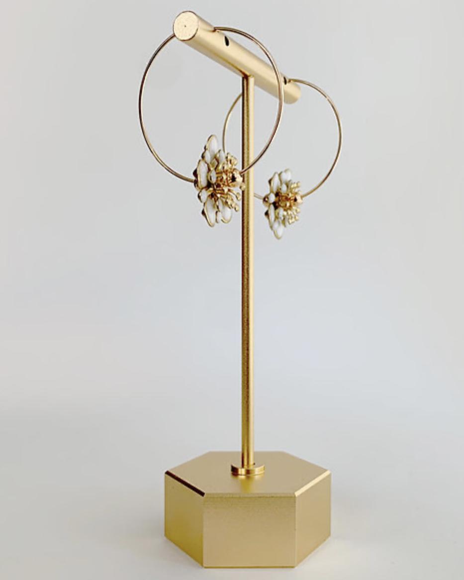 caliLOVESchi 14k Gold Hoops - White Daisy