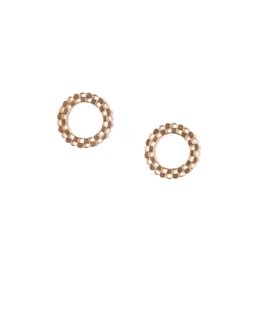 Michelle Starbuck Checkered Circle Studs