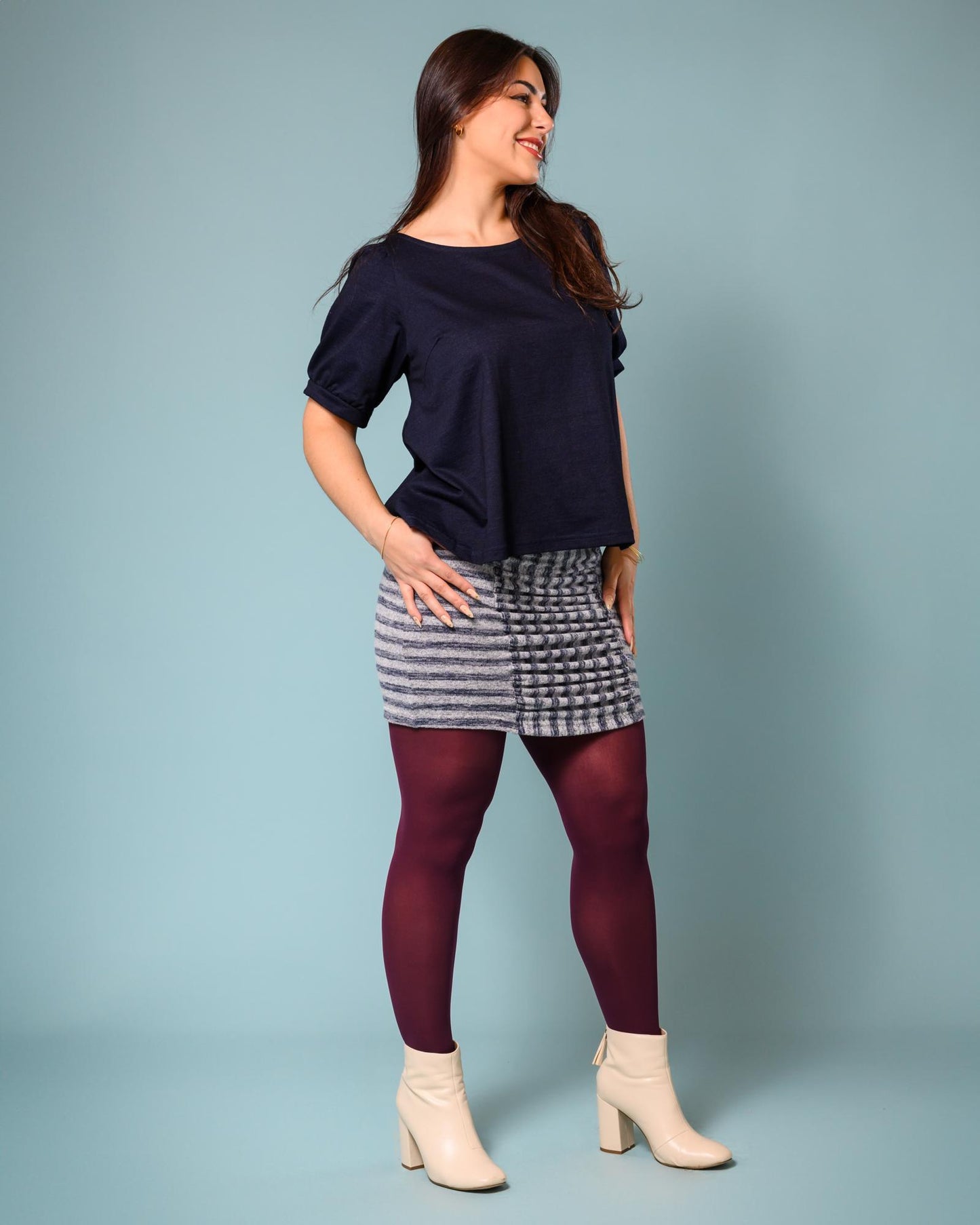 Squasht Puff Sleeve Top in Deep Midnight Blue