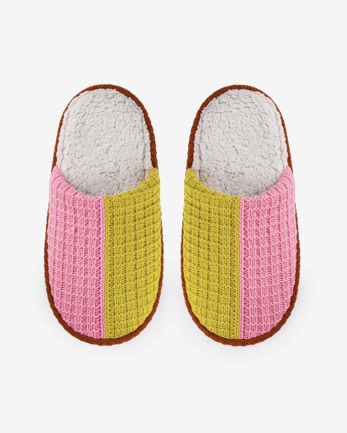 Verloop Colorblock Slide Slippers in Golden Olive Pink