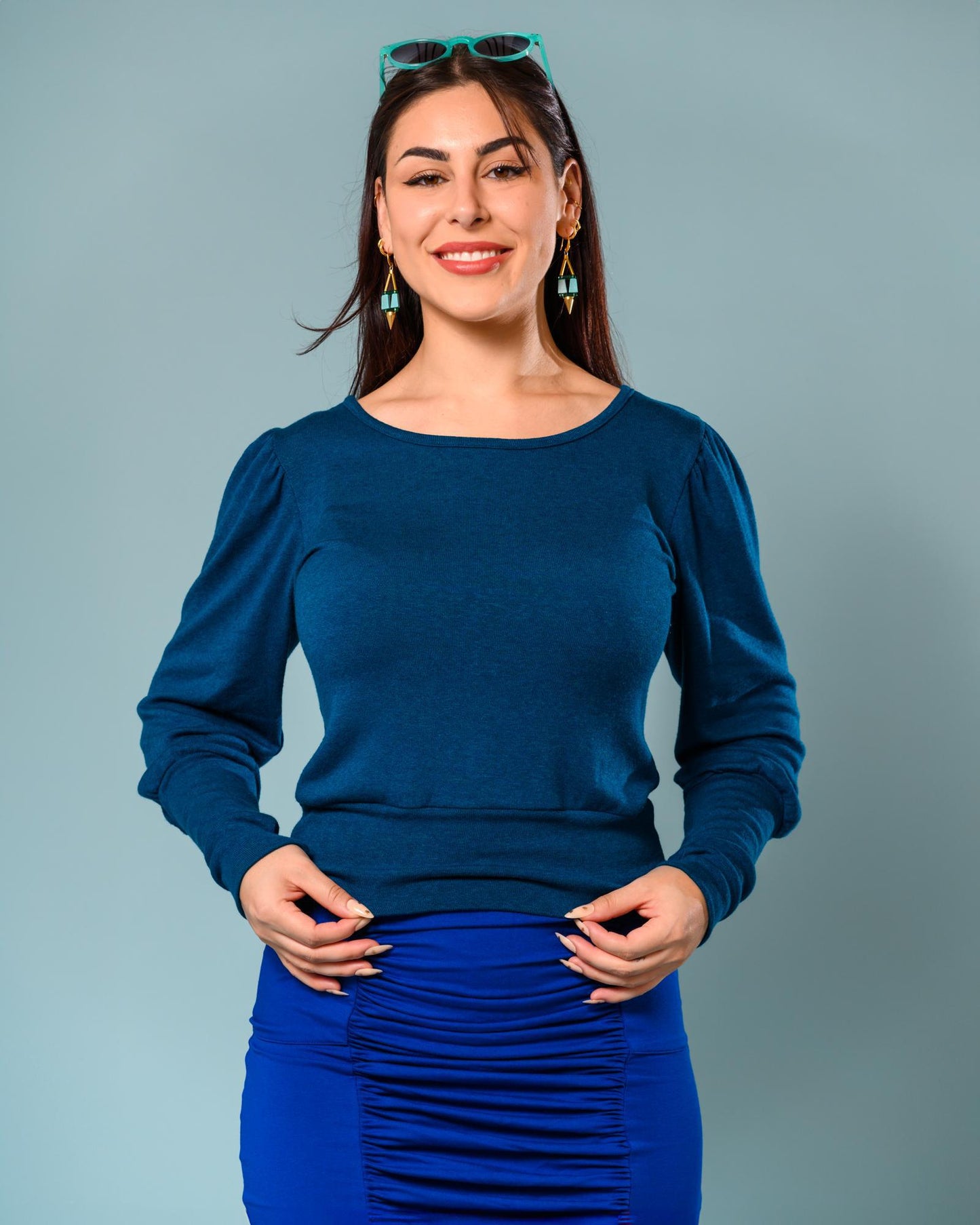 Squasht Violetta Sweater in Sapphire Blue - Size Small