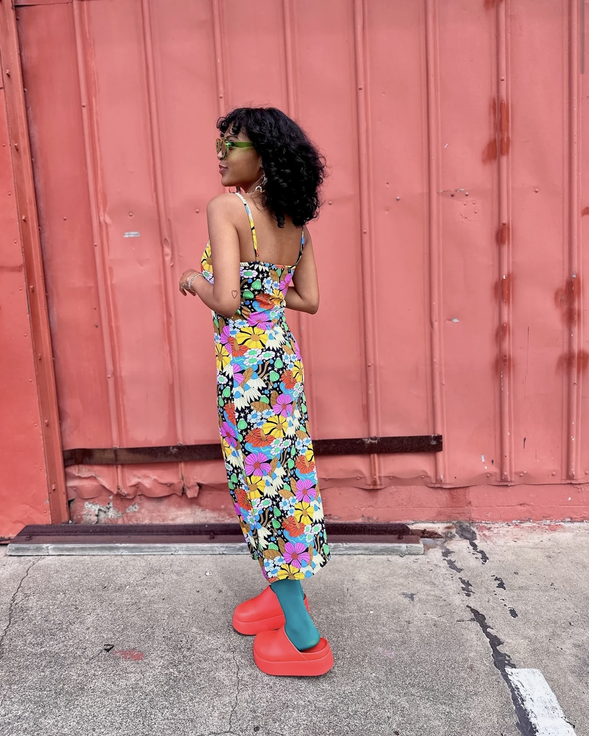 Nooworks Spaghetti Slip Dress in Cosmic Floral