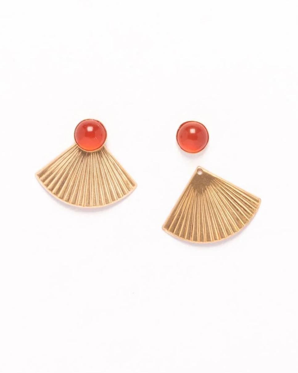 Michelle Starbuck Carnelian Pleat Jacket Earrings