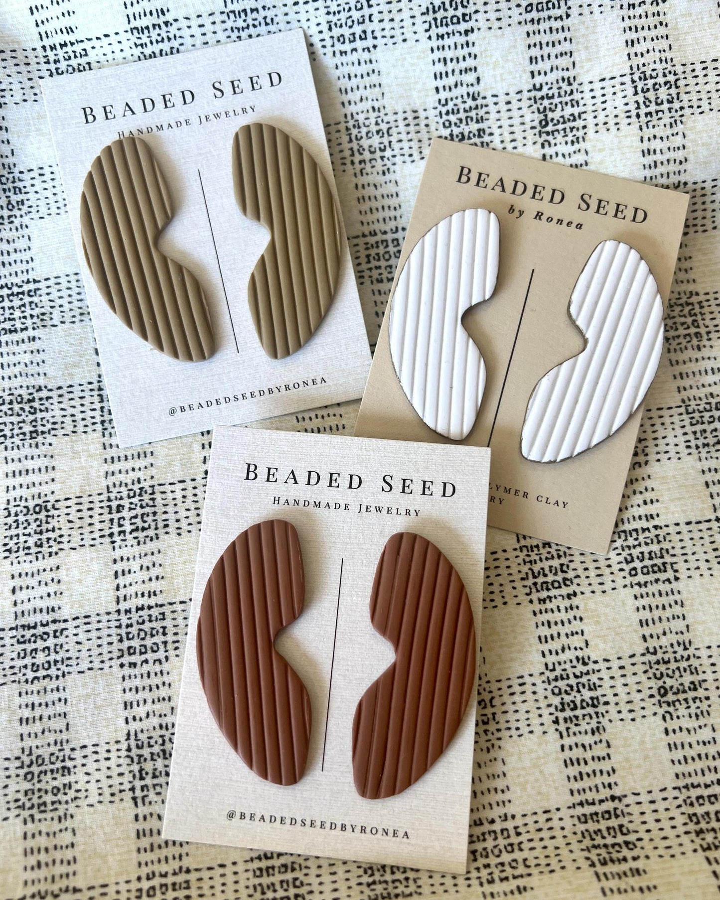 Beaded Seed by Ronea Patti Earrings in Latte