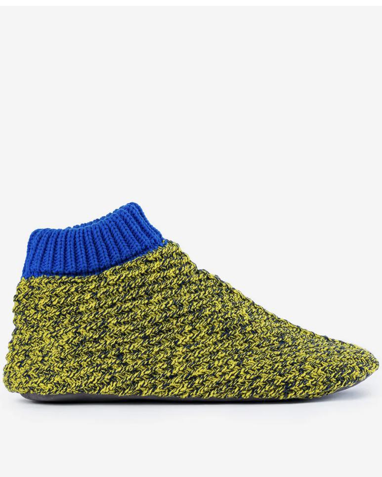 Verloop Chevron Bootie Slippers Golden Olive Navy