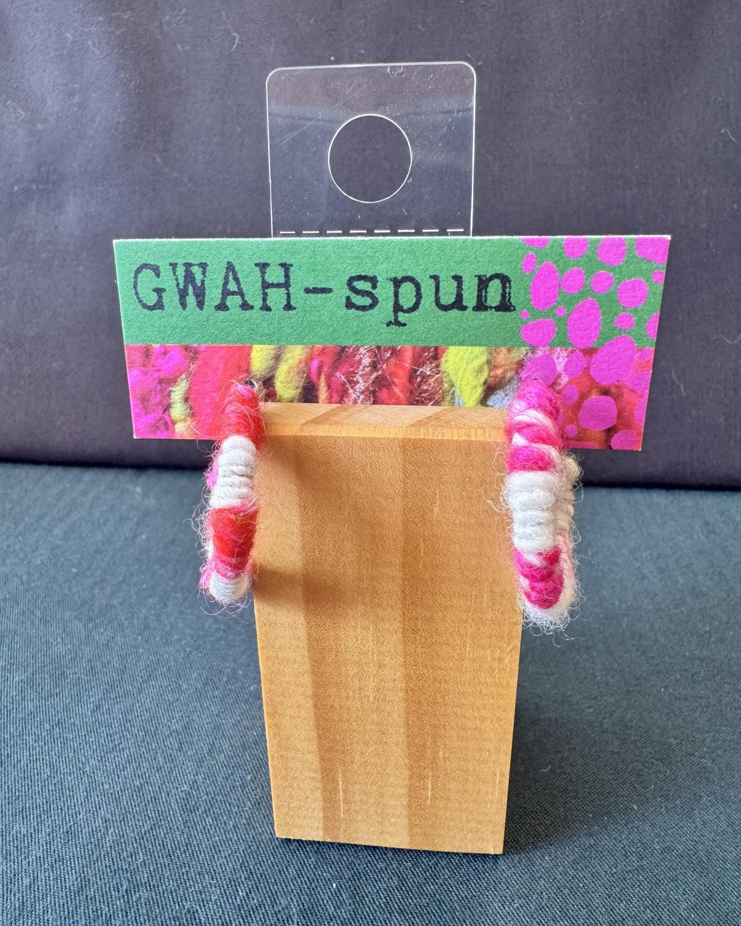 GWAH-spun Hoop Earrings - Small Pink & White