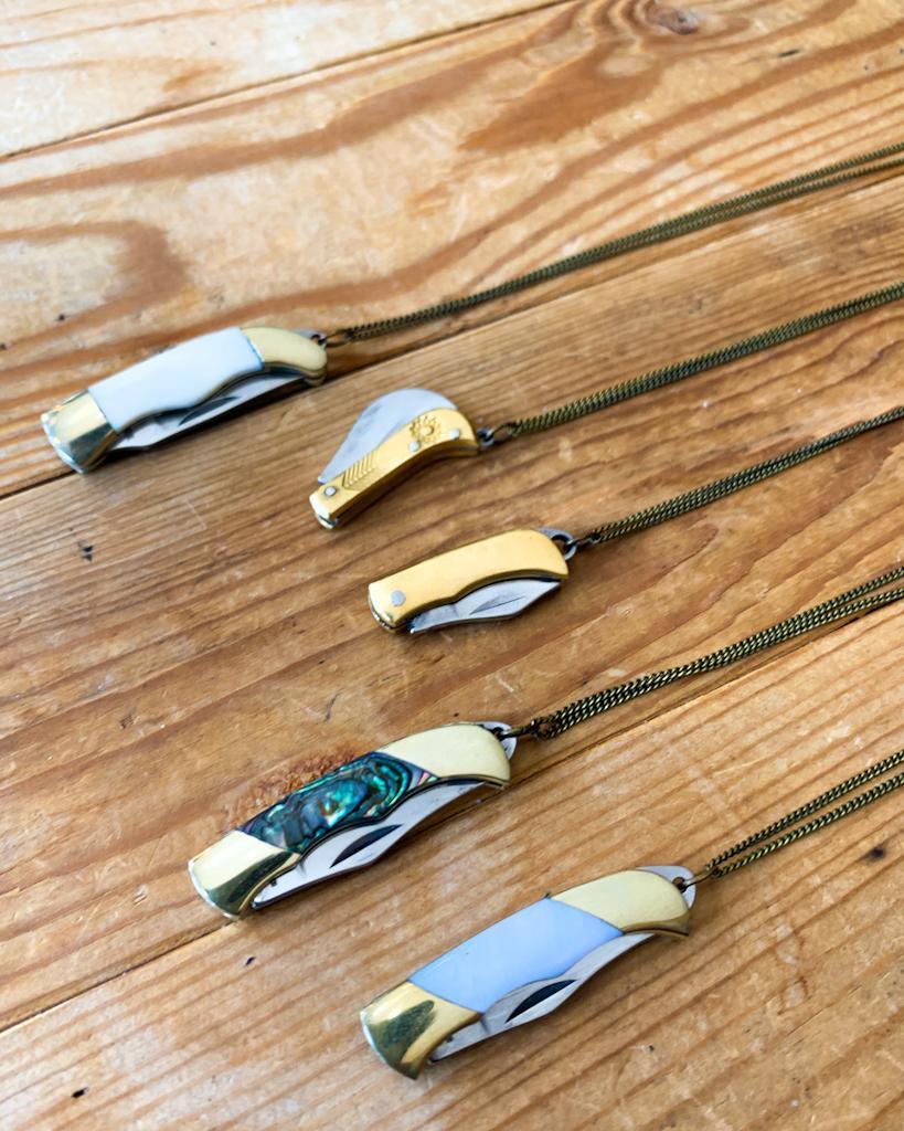 1979 Jewelry Knife Necklace 1.5 inch Matte Bone