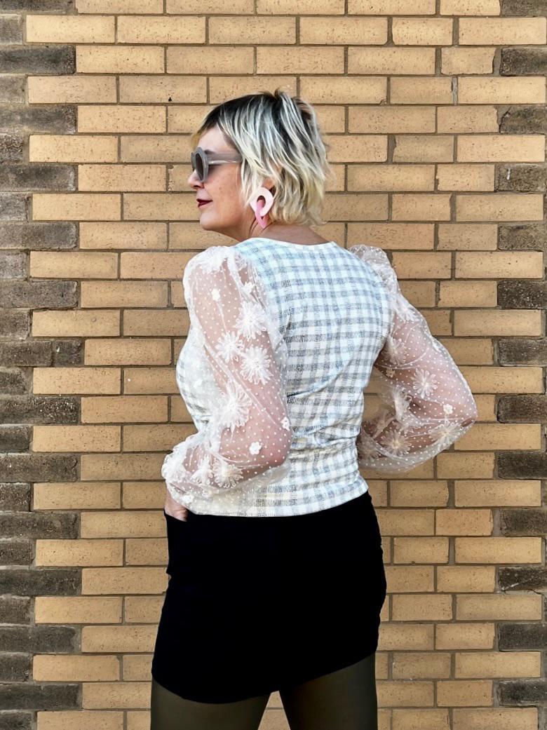 Squasht Lexi Lace Sleeve Top in Winter White - SALE - Small, XL - FINAL SALE