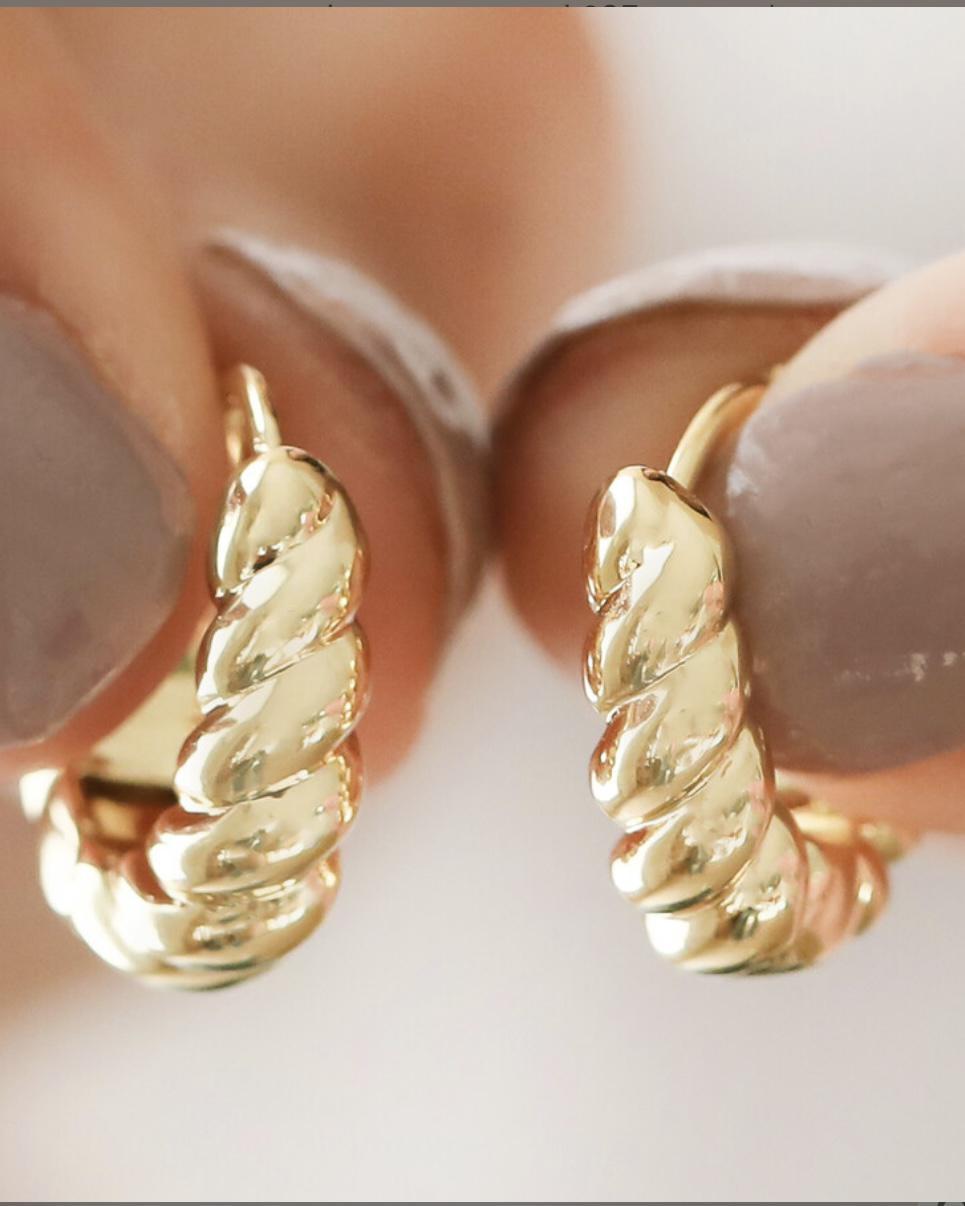 Lisa Angel Rope Huggie Hoop Earrings - 14 kt Gold Plated