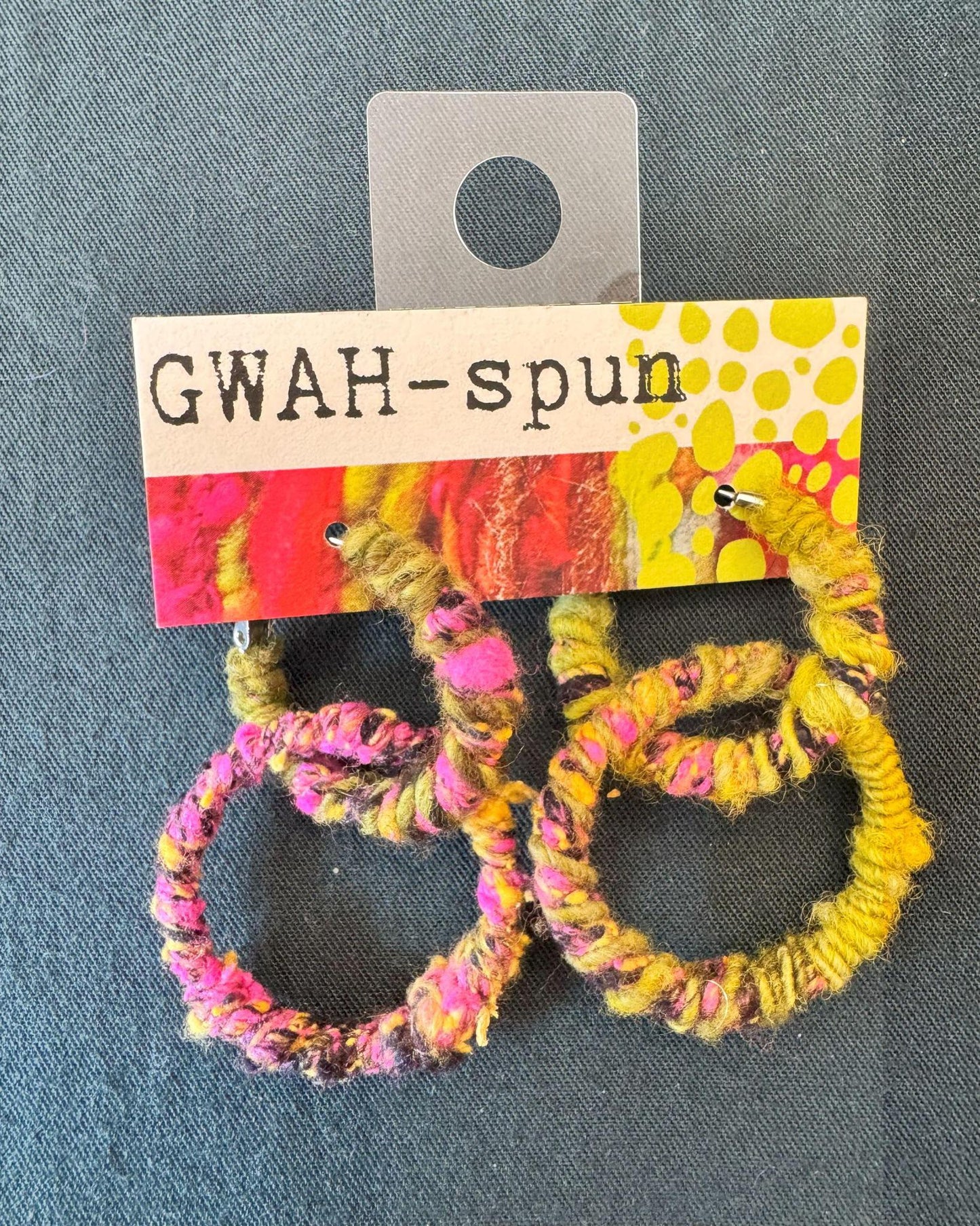 GWAH-spun Hoop Earrings - Double Olive & Pink Multicolor
